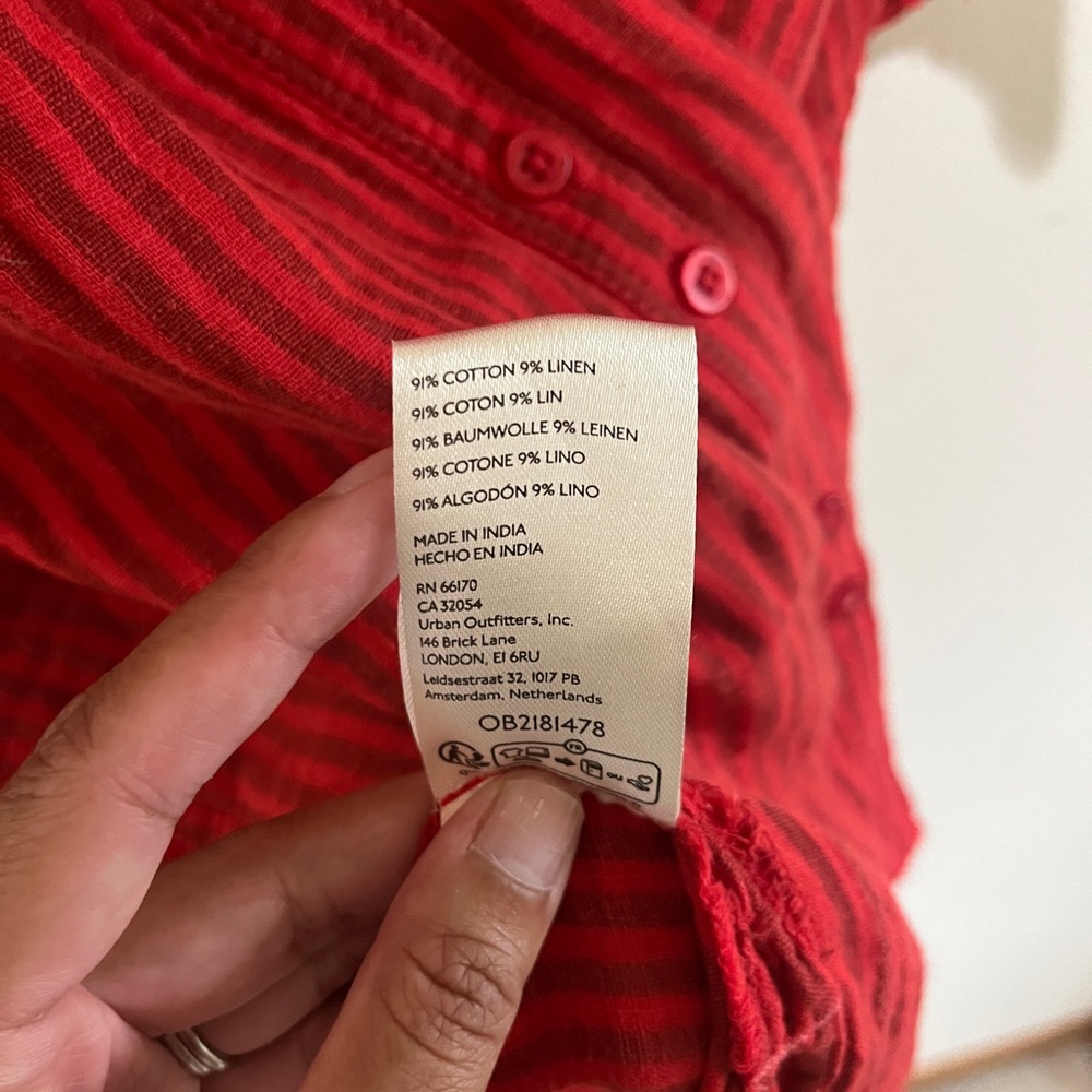 We The Free Kayla Double Cloth Red Shirt Size L - Picture 6 of 6